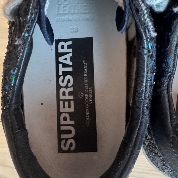 Golden Goose Navy Glitter Sneakers with Yellow Star and pink tag Superstar 38 - Picture 5 of 6